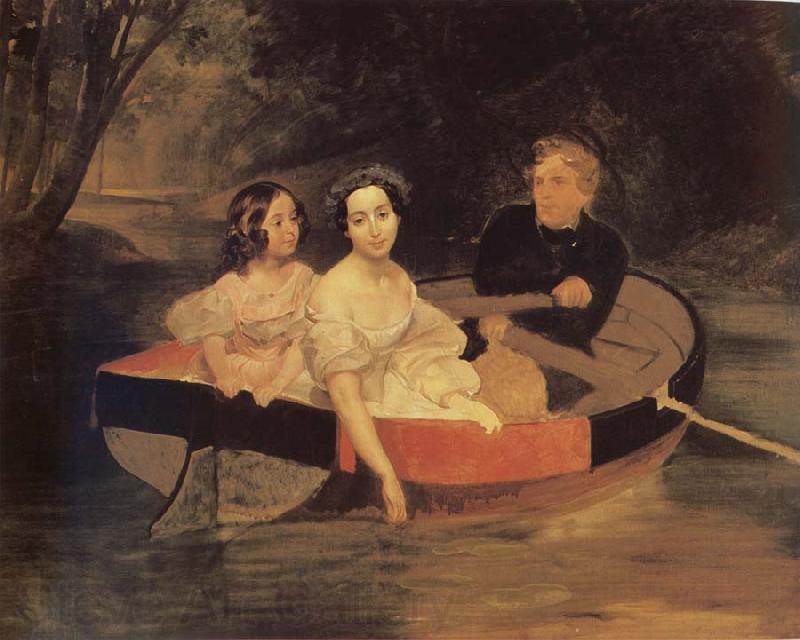 Karl Briullov Portrait of the artistand Baroness yekaterina meller-Zakomelskaya with her daughter in a boat